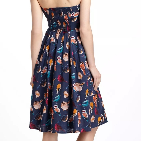 Anthropologie "Native birds "strapless birdie novelty print Quirky Adorable Y2K - Picture 12 of 12
